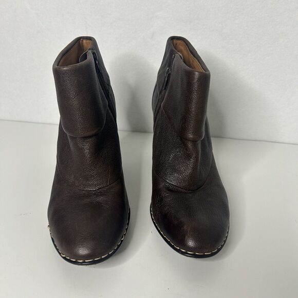 Sofft Brown Leather Heel Ankle Boots Booties Size 9 Dressy Career - Picture 2 of 8